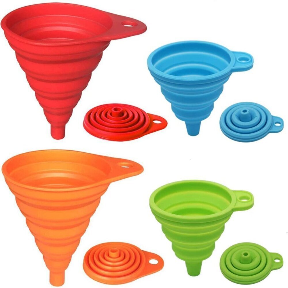 Kitchen Funnel Set , Small and Large, Kitchen Gadgets Accessories Foldable Silic